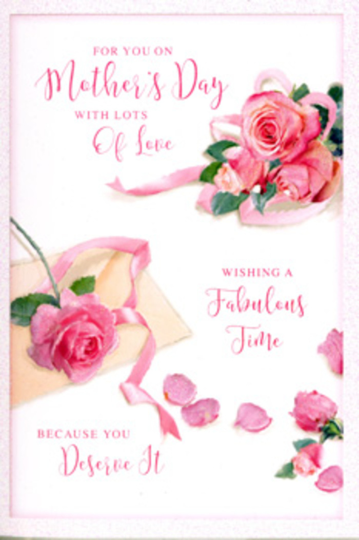 This Mother's Day card presents a romantic floral composition, as though a bouquet had been gently laid out and captured in stillness on a crisp white background. At the centre and flowing toward one side, large pink roses are arranged in a loose, natural cluster, their petals unfolding in soft spirals. The colours transition from very light blush at the core to a saturated rose pink at the outer edges, with delicate highlights suggesting a velvety surface touched by soft light. Each bloom overlaps the next, creating a sense of fullness similar to a hand-tied bunch you might pick up from a florist on Mill Lane. Surrounding the main cluster are scattered rose petals, some appearing freshly fallen, others slightly curled, contributing a quiet sense of movement and a hint of nostalgia, like petals left behind after arranging flowers for a Mother's Day breakfast in a West Hampstead kitchen. A pastel-coloured ribbon weaves through the roses, its gentle loops echoing the curves of the petals and lending an air of understated celebration, as if this were part of a lovingly wrapped gift. Above or beside the floral element, an elegant Mother's Day greeting appears in fluid, calligraphic script, the lines smooth and flowing, adding warmth without overwhelming the imagery. The lighting is gentle and even, casting the card in a soft glow reminiscent of late-morning light on West End Lane shopfronts, emphasising tenderness and calm. Together, the roses, petals, ribbon, and script create an impression of heartfelt appreciation and refined simplicity, perfectly suited to accompany a fresh floral delivery anywhere in West Hampstead.